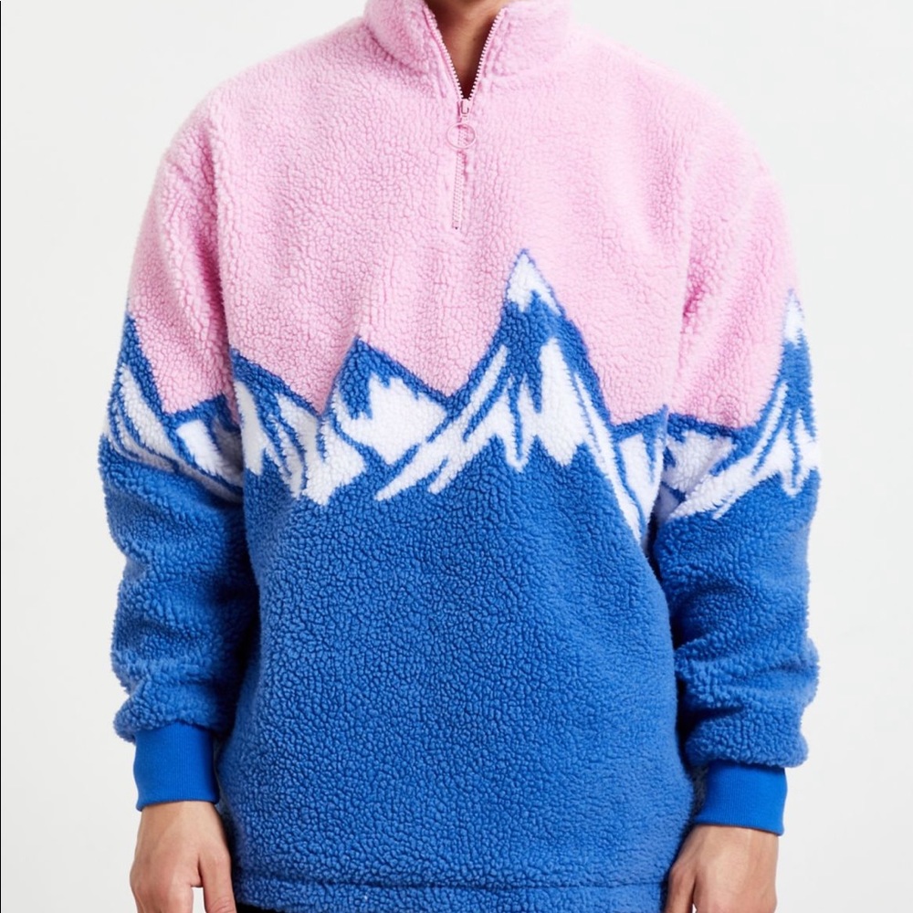 Lazy Oaf Snow Mountain Zip Fleece Sweatshirt LARGE